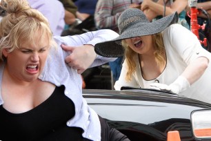 Rebel Wilson has had a rough and tumble time on set.
