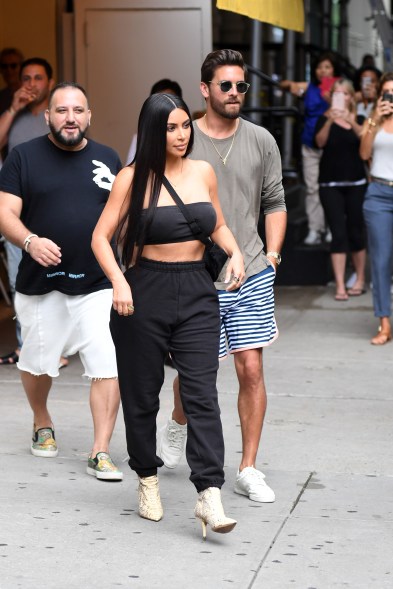 Kim and Scott Disick leaving a restaurant after having lunch