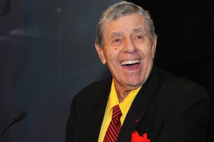 WASHINGTON, DC - JANUARY 07: Comedian, actor Jerry Lewis speaks on stage at The Lincoln Awards: A Concert For Veterans & The Military Family presented by The Friars Foundation at John F. Kennedy Center for the Performing Arts on January 7, 2015 in Washington, DC. (Photo by Larry French/Getty Images for The Friars Club)