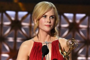 LOS ANGELES, CA - SEPTEMBER 17: Actor Nicole Kidman accepts Outstanding Lead Actress in a Limited Series or Movie for 'Big Little Lies' onstage during the 69th Annual Primetime Emmy Awards at Microsoft Theater on September 17, 2017 in Los Angeles, California. (Photo by Kevin Winter/Getty Images)