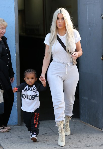 Kim Kardashian leaving Iceland Ice Skating centre with the kids after filming Keeping up with the Kardashians