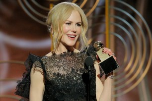 Nicole Kidman holds her Golden Globe for her performance in "Big Little Lies."