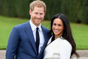 Prince Harry and Meghan Markle announcing their engagement in November 2017