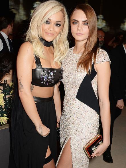 Rita Ora and Cara Delevingne at a British Fashion Awards party on Dec. 1, 2014