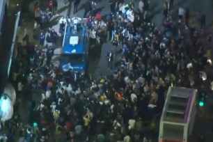 A video still of the crowd in LA.
