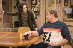 Sara Gilbert and John Goodman in "Roseanne" revival