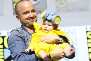 Aaron Paul and his daughter Story Annabelle Paul.