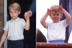 Prince George in 2018 (left) and Prince William in 1985 (right)