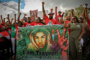 Sybrina Fulton and Tracy Martin take part in Trayvon Martin's Peace Walk in 2018