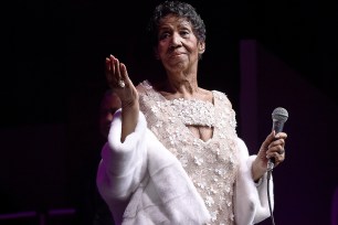 Aretha Franklin performs at the Elton John AIDS Foundation gala in November 2017.