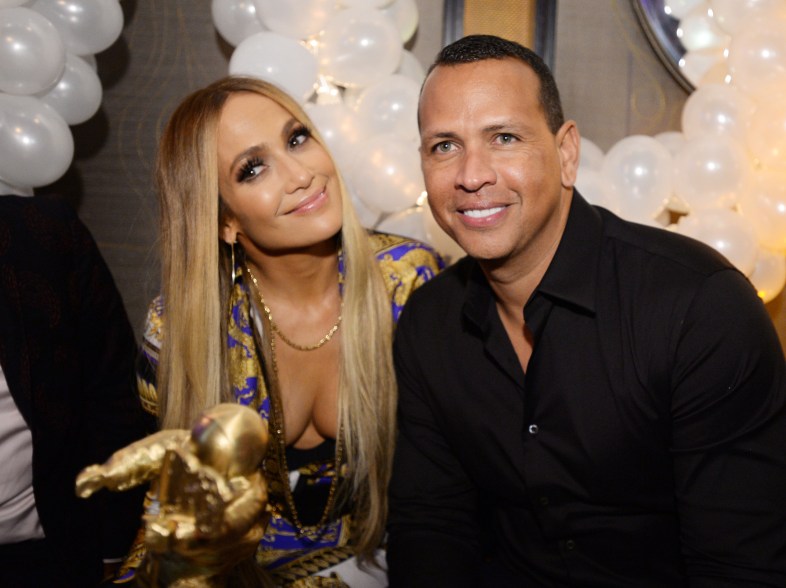 Jennifer Lopez and Alex Rodriguez at her celebration.