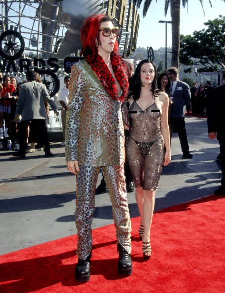 And Marilyn Manson and Rose McGowan attended the awards show like this.