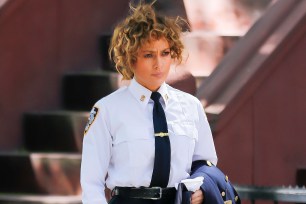 Jennifer Lopez on the set of 'Shades of Blue'