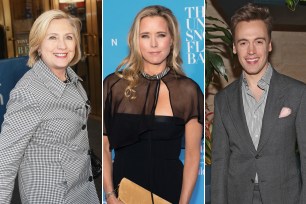 Hillary Clinton, Téa Leoni, and Erich Bergen