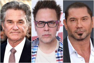 Kurt Russell, James Gunn and Dave Bautista