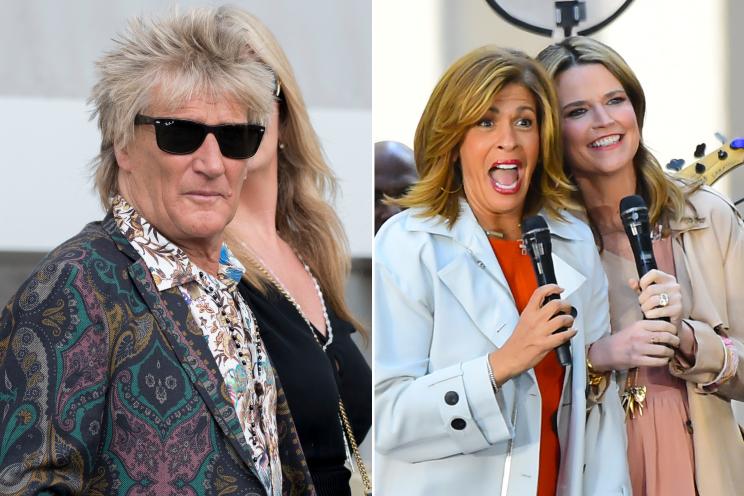 Rod Stewart (left) and Hoda Kotb and Savannah Guthrie