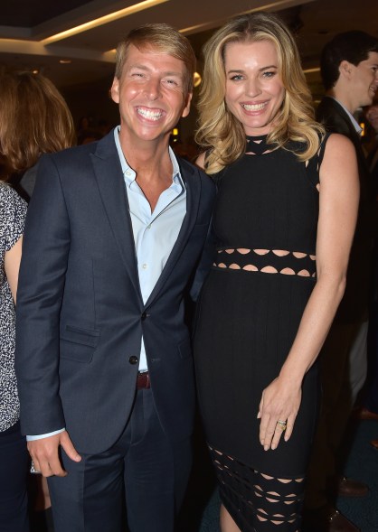 And posing with Rebecca Romijn at the 2015 Turner Upfront.