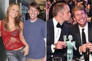 Jack McBrayer with Mariah Carey and Alexander Skarsgard