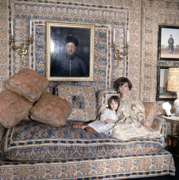 Princess Lee Radziwill with daughter Anna Christina in the Turquerie room of their London house.