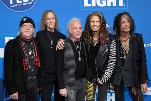 Brad Whitford, Tom Hamilton, Joey Kramer, Steven Tyler and Joe Perry of Aerosmith