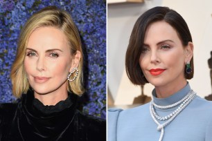 Charlize Theron in September of 2018 (L) and at the 2019 Oscars.
