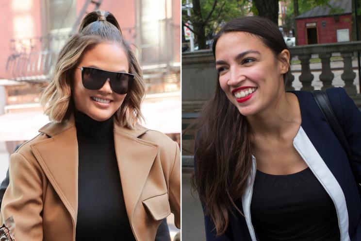 Chrissy Teigen and Alexandria Ocasio-Cortez