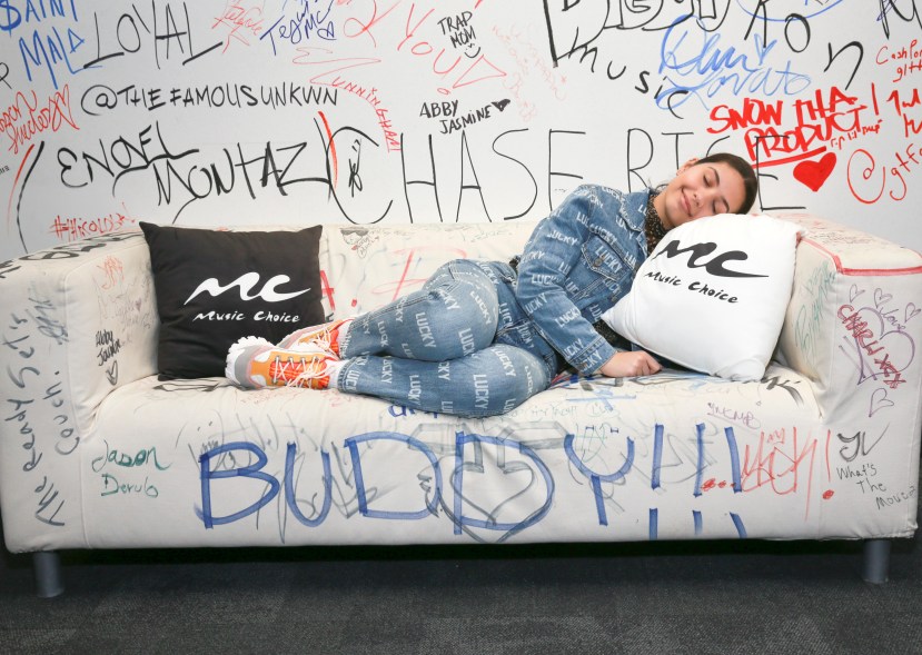 Alessia Cara gets some shut eye at Music Choice in New York.