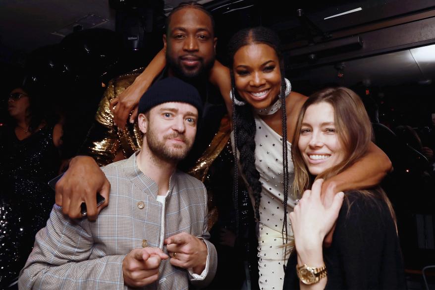 Dwyane Wade and wife Gabrielle Union with Justin Timberlake and wife Jessica Biel