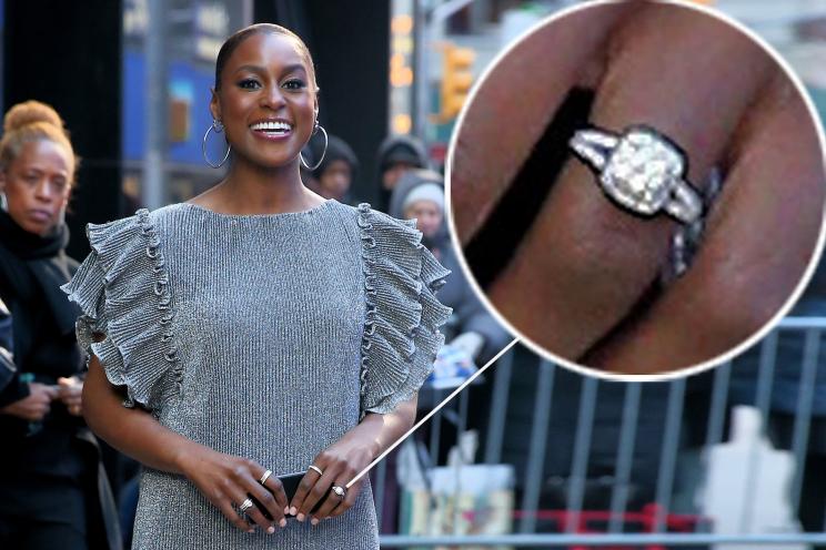 Issa Rae and her engagement ring.