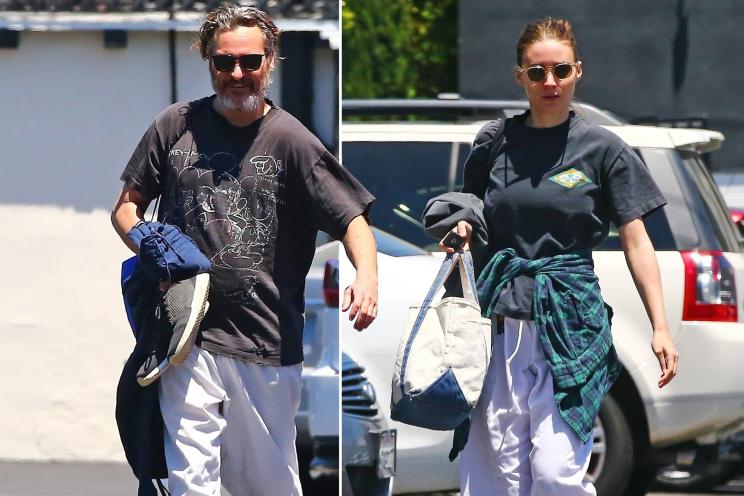 Joaquin Phoenix and Rooney Mara leave a karate class together in Los Angeles.