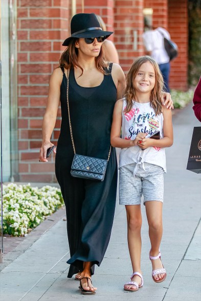 Eva Longoria heads out for the day with her niece on the same day as her son's first birthday in Los Angeles.