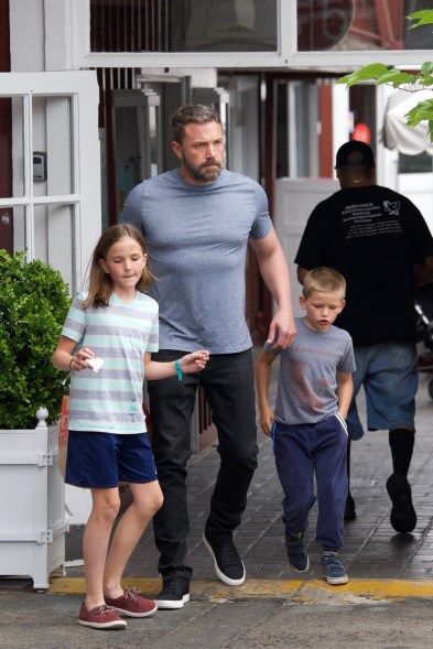 Ben Affleck looks buff shopping with his kids Samuel and Seraphina at Brentwood Country Mart