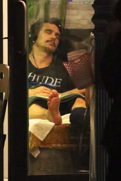 James Franco gets his second foot massage in a week after having dinner with a friend in New York.