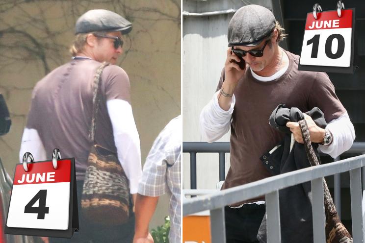 Brad Pitt in the same outfit on June 4 and June 10