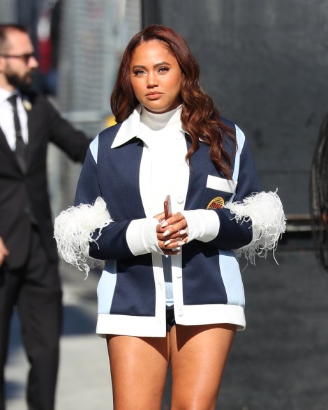 Ayesha Curry shows how short shorts can get outside of "Jimmy Kimmel Live."