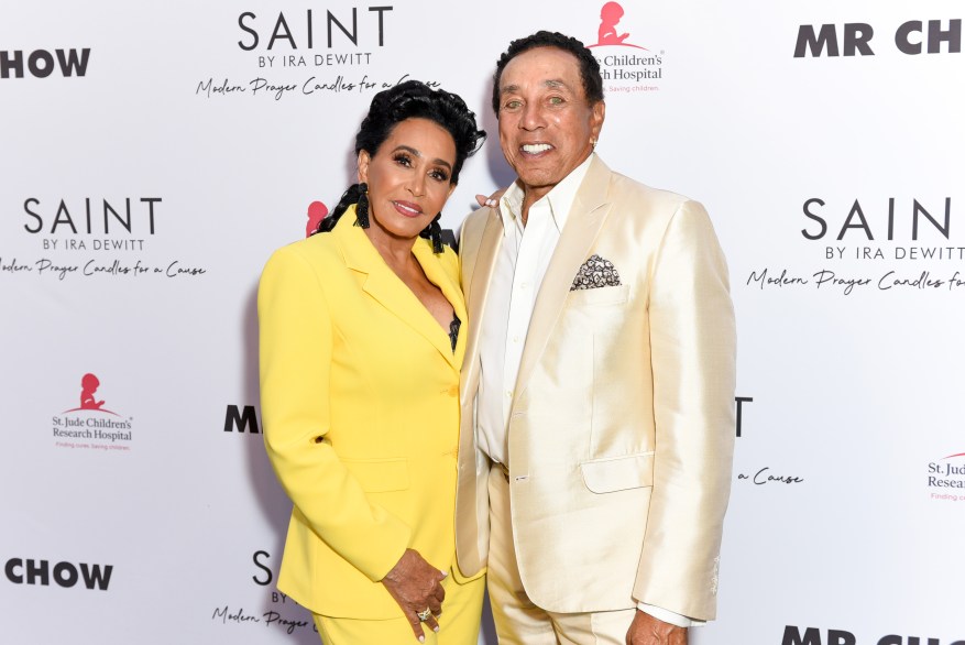 Frances Glandney and Smokey Robinson attend Ira and Bill DeWitt's Saint candle launch benefiting St. Jude Children's Research Hospital in Beverly Hills.