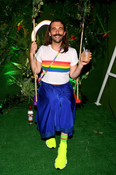 A rainbow-clad Jonathan Van Ness got into the swing of things at Smirnoff's "House of Pride" pop-up.
