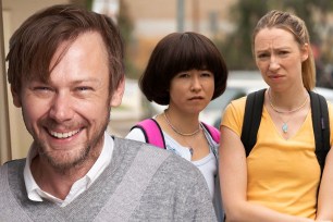 Jimmi Simpson and Maya Erskine and Anna Konkle in "Pen15"