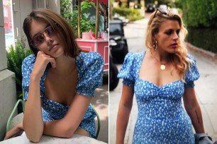 Kaia Gerber (L) and Busy Philipps (R) in the Reformation "Lacey" dress