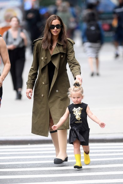 Irina Shayk takes a stroll with her daughter Lea Shank-Cooper in New York.