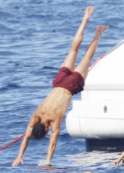 Cristiano Ronaldo Flaunts His Chiselled Torso As He Shows Off His Diving Skills During Idyllic St Tropez Getaway