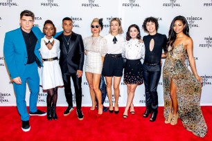 From left: Zane Holtz, Ashleigh Murray, Lucien Laviscount, Katherine LaNasa, Julia Chan, Lucy Hale, Jonny Beauchamp and Camille Hyde