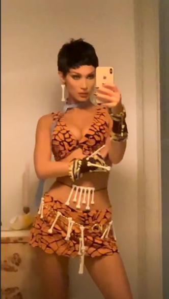 Bella Hadid as sexy Fred Flintstone