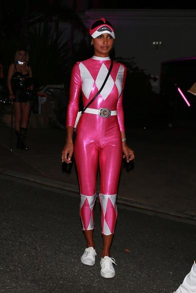 Jasmine Tookes as the pink Power Ranger