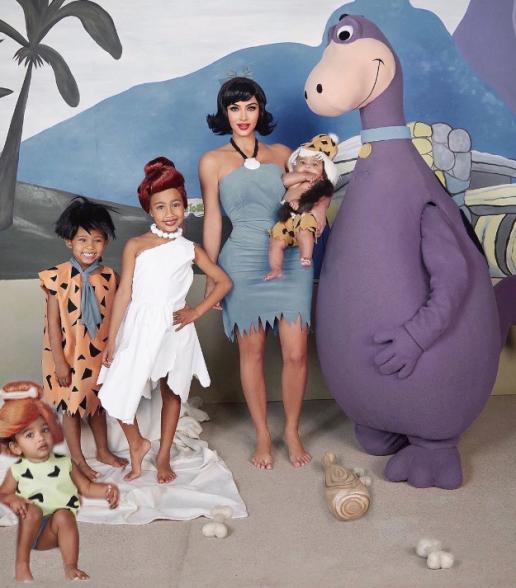 The Kardashian-Wests as the Flintstones