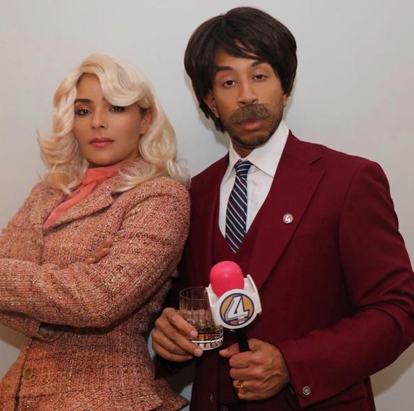 Eudoxie Bridges and Ludacris as Veronica Corningstone and Ron Burgundy from "Anchorman"