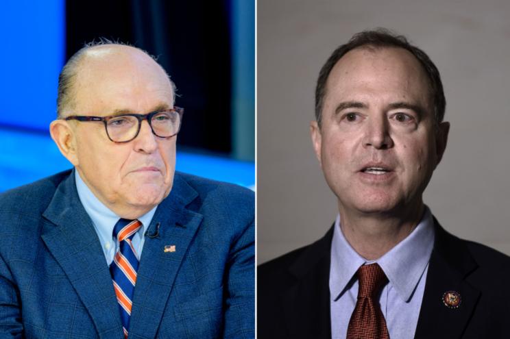 Rudy Giuliani (L) and Adam Schiff