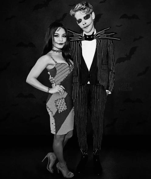 Vanessa Hudgens and Austin Butler as Sally and Jack Skellington from "The Nightmare Before Christmas"