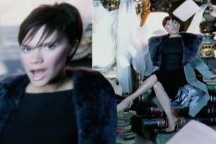 Victoria Beckham in the Spice Girls' "Goodbye" music video.