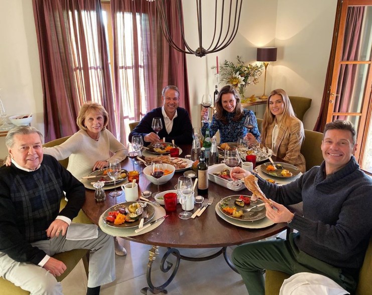 Ryan Seacrest brought his girlfriend Shayna Taylor home to his family. "7 minutes after this photo, I got turkey in my eye. Now that I'm fully recovered, Happy Thanksgiving!" he added.